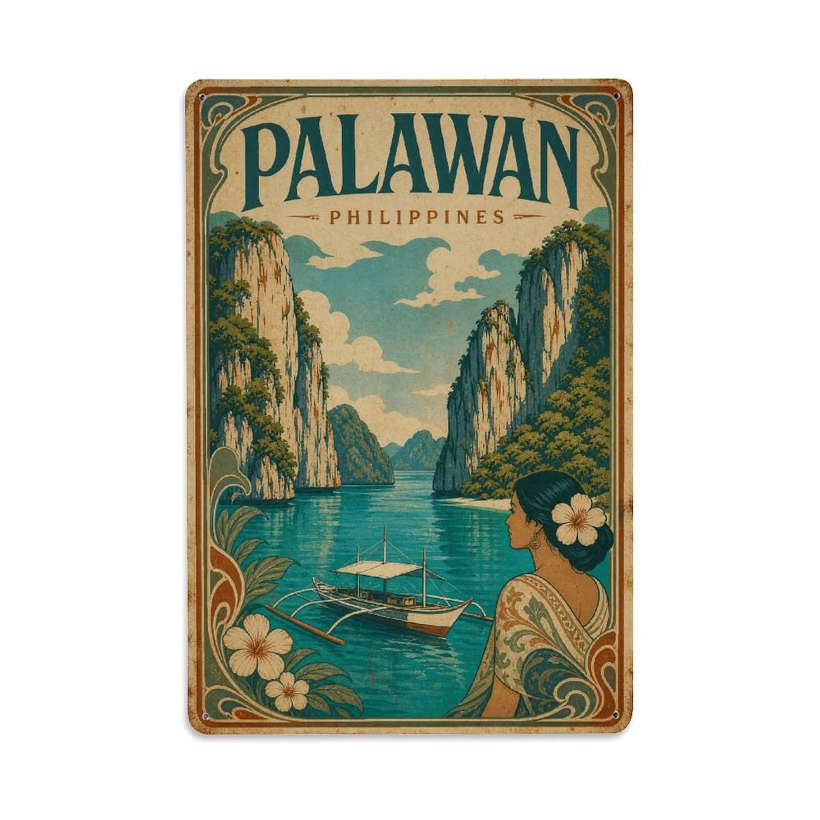 Palawan Philippines Coastal Travel Vintage Metal Tin Sign