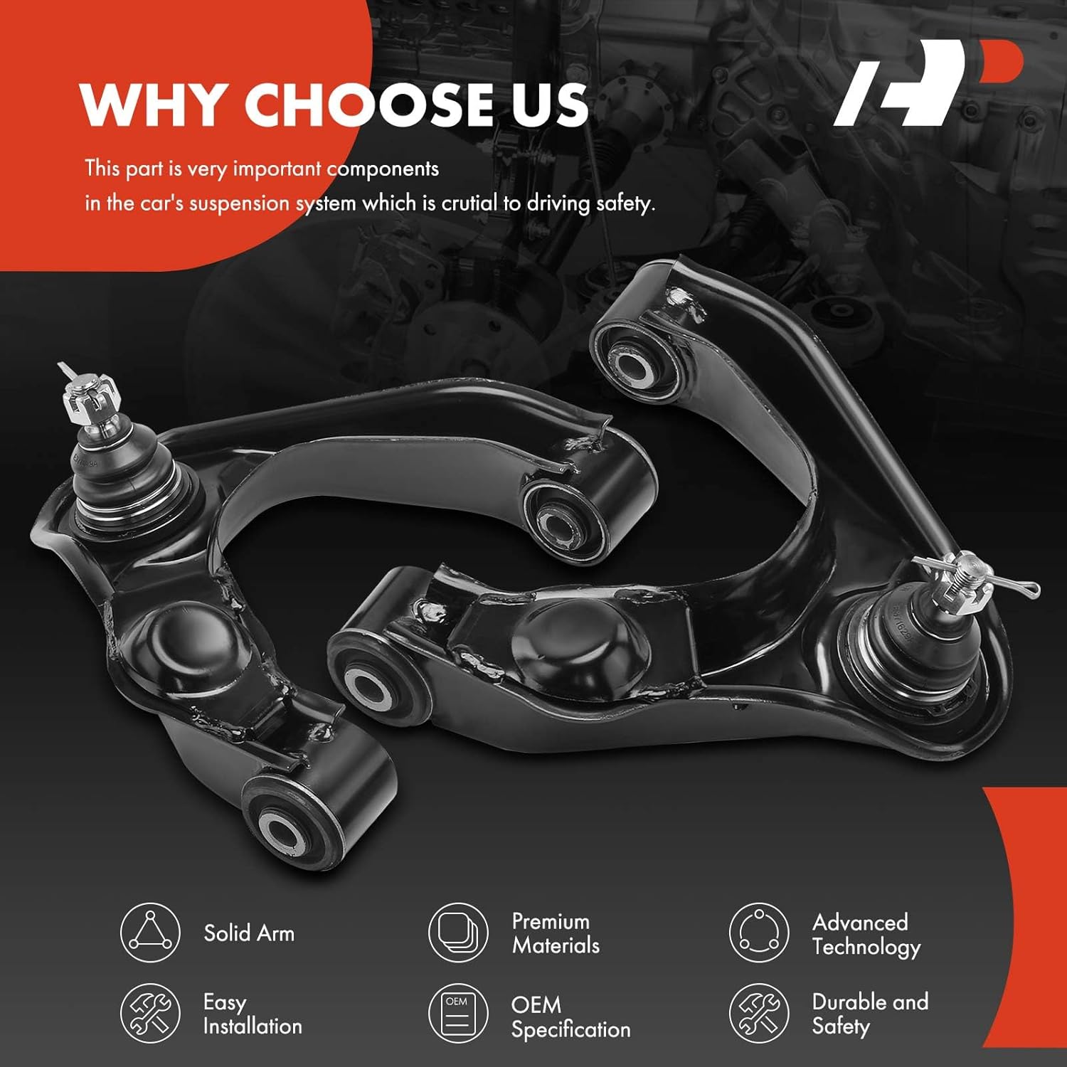 A-Premium 2 x Front Upper Control Arm, with Ball Joint & Bushing, Compatible with Nissan Frontier 1998-2004