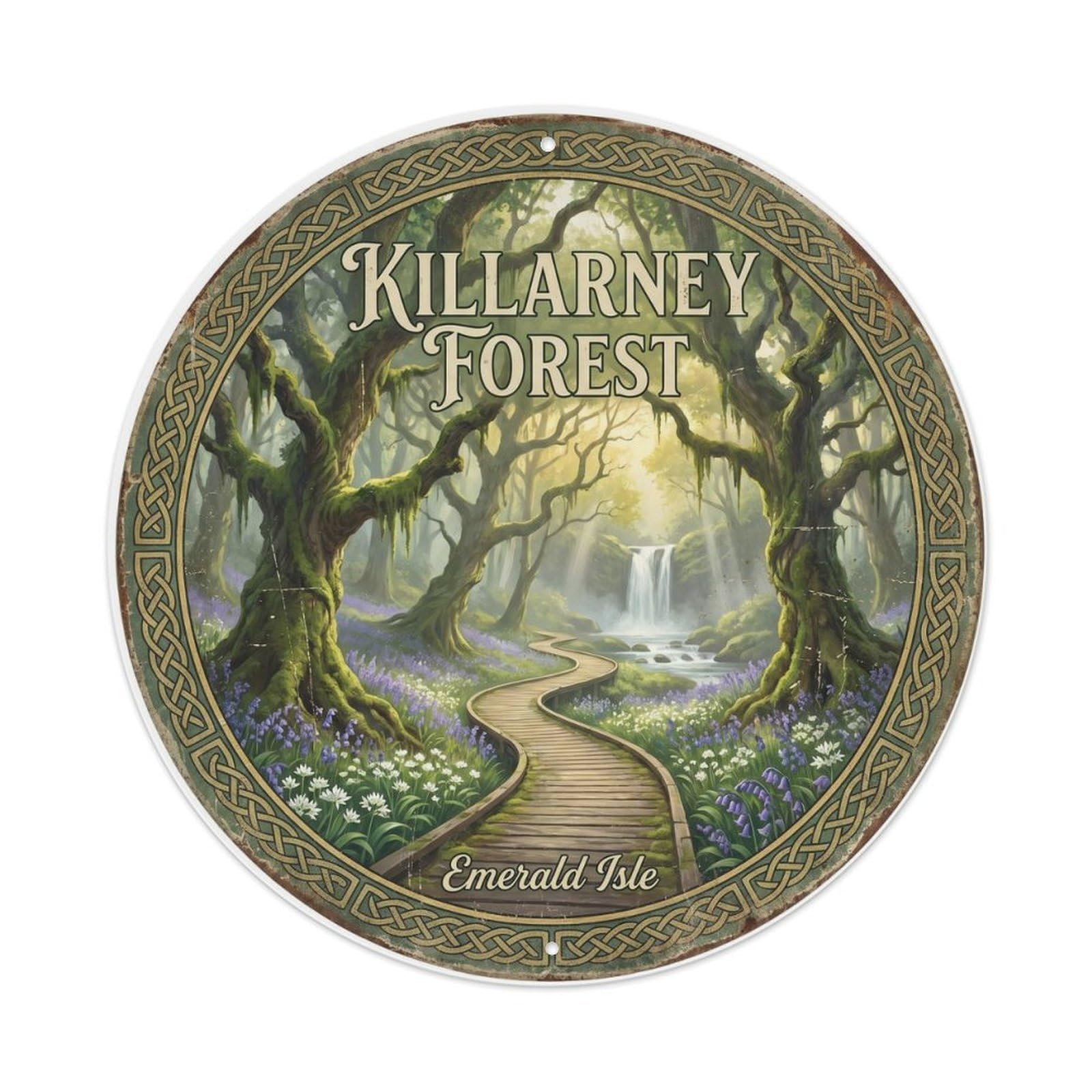 Vintage Travel Killarney Forest Ireland Woodland Metal Tin Sign