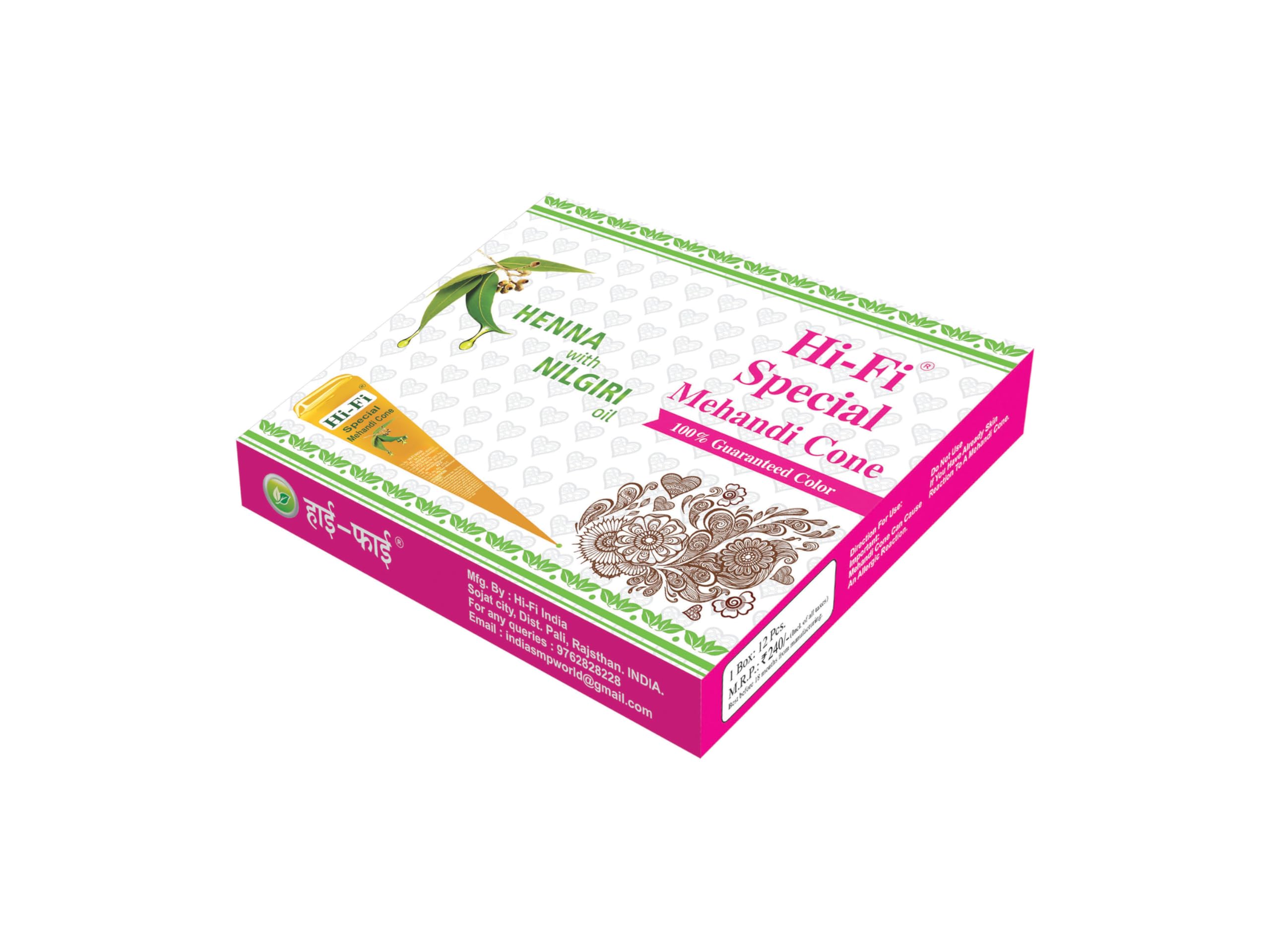 HI-FI Special Mehndi Cone Pack of 12: Premium Henna for Beautiful Designs-picture-25