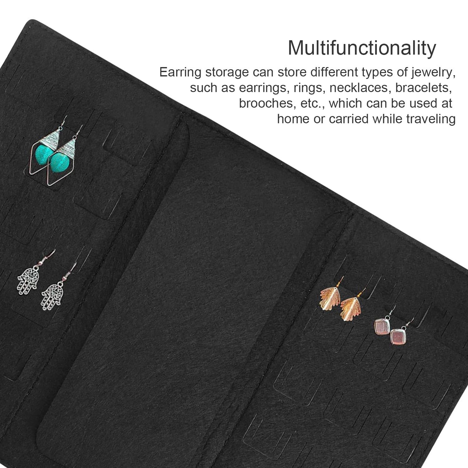 Jewelry Organizer Plegable Bolsa de Rollo de Joyería, Organizador Pendientes Fieltro, Organizador Joyas, Joyero Viaje para Guardar Anillos, Collares, Pulseras