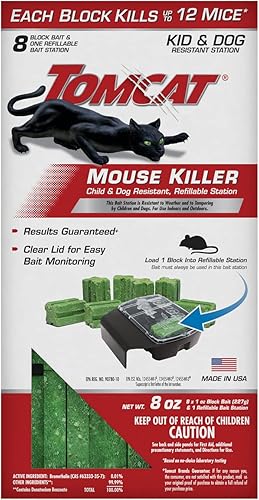 Miniatura 1 de Tomcat Mouse Killer - Estación recargable para uso en interiores y exteriores resistente a niños y perros 1 estación con 8 cebos caja