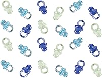 Vista 4 de Mini chupete de plástico rosa multicolor – 1 pulgada x 0.5 pulgadas (24 piezas) – Perfecto para baby showers, fiestas y decoración de bricolaje