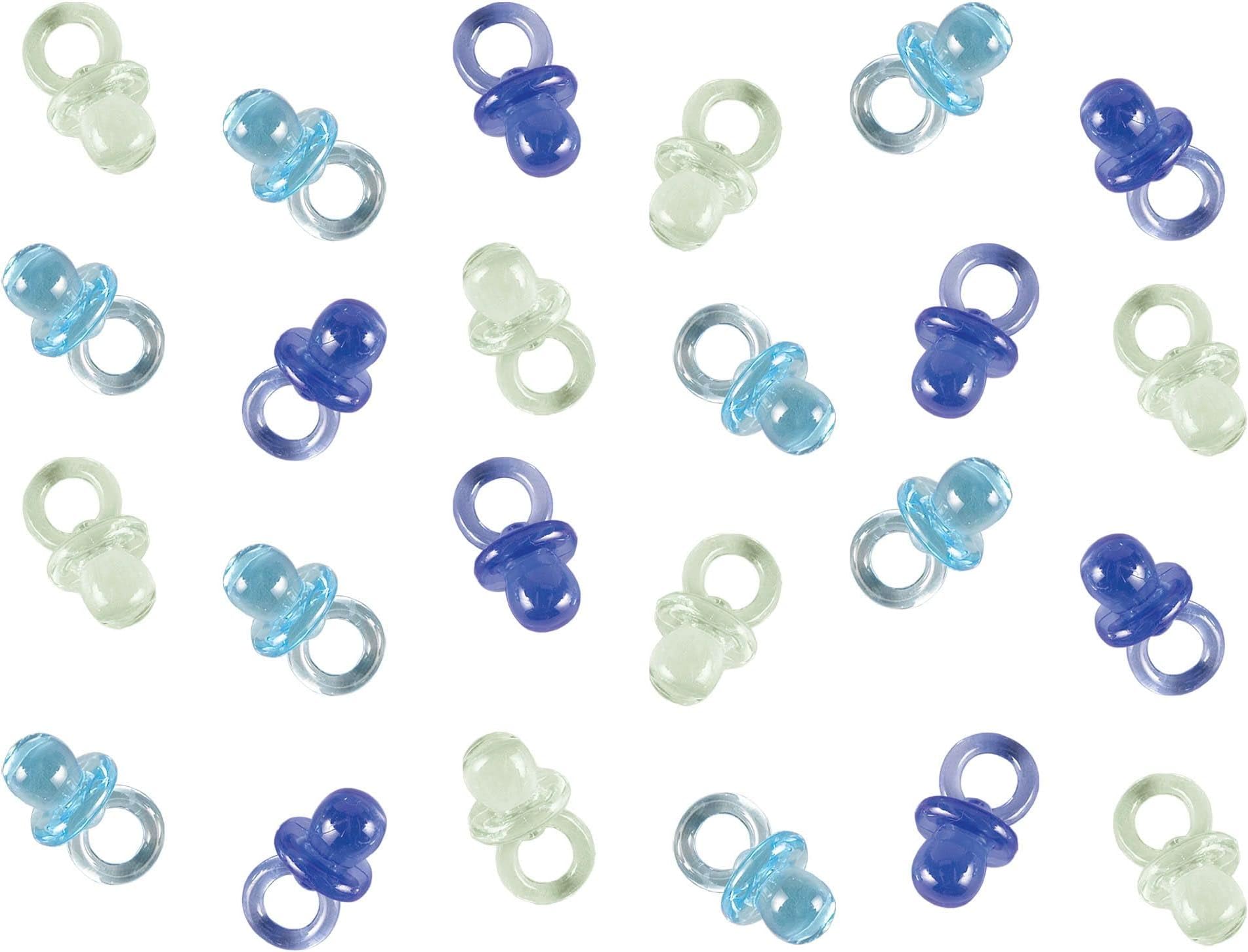 Mini Multi Blue Plastic Pacifier Favors - 1" x .5" (24 Pc) - Perfect for Baby Showers, Parties & DIY Decor