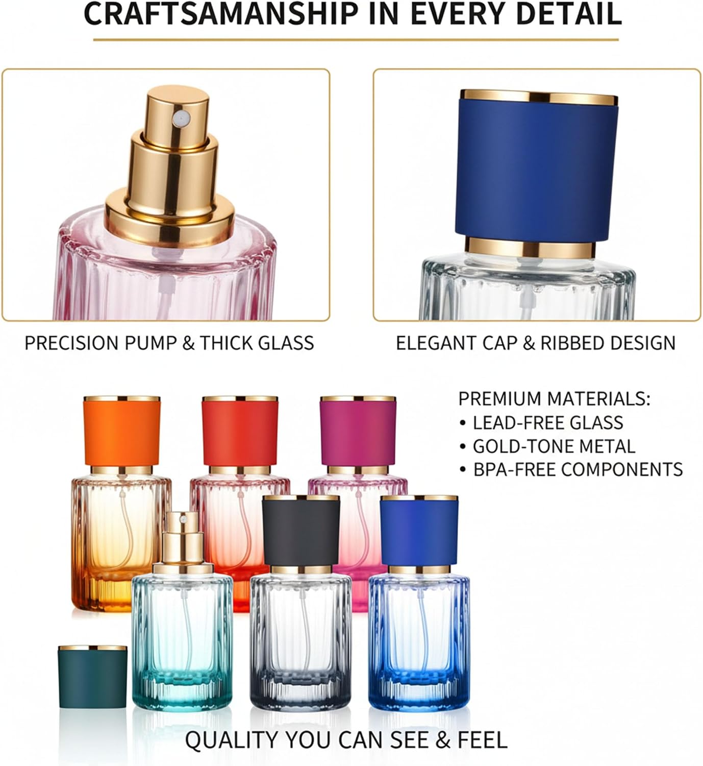 DAYUMKOU 30 Pack Empty Perfume Glass Bottle, 30ml Refillable Perfume Bottle with Gradient Color Fine Mist Spray Bottles with Droppers and Funnels, 6 Colors (5 Each)
