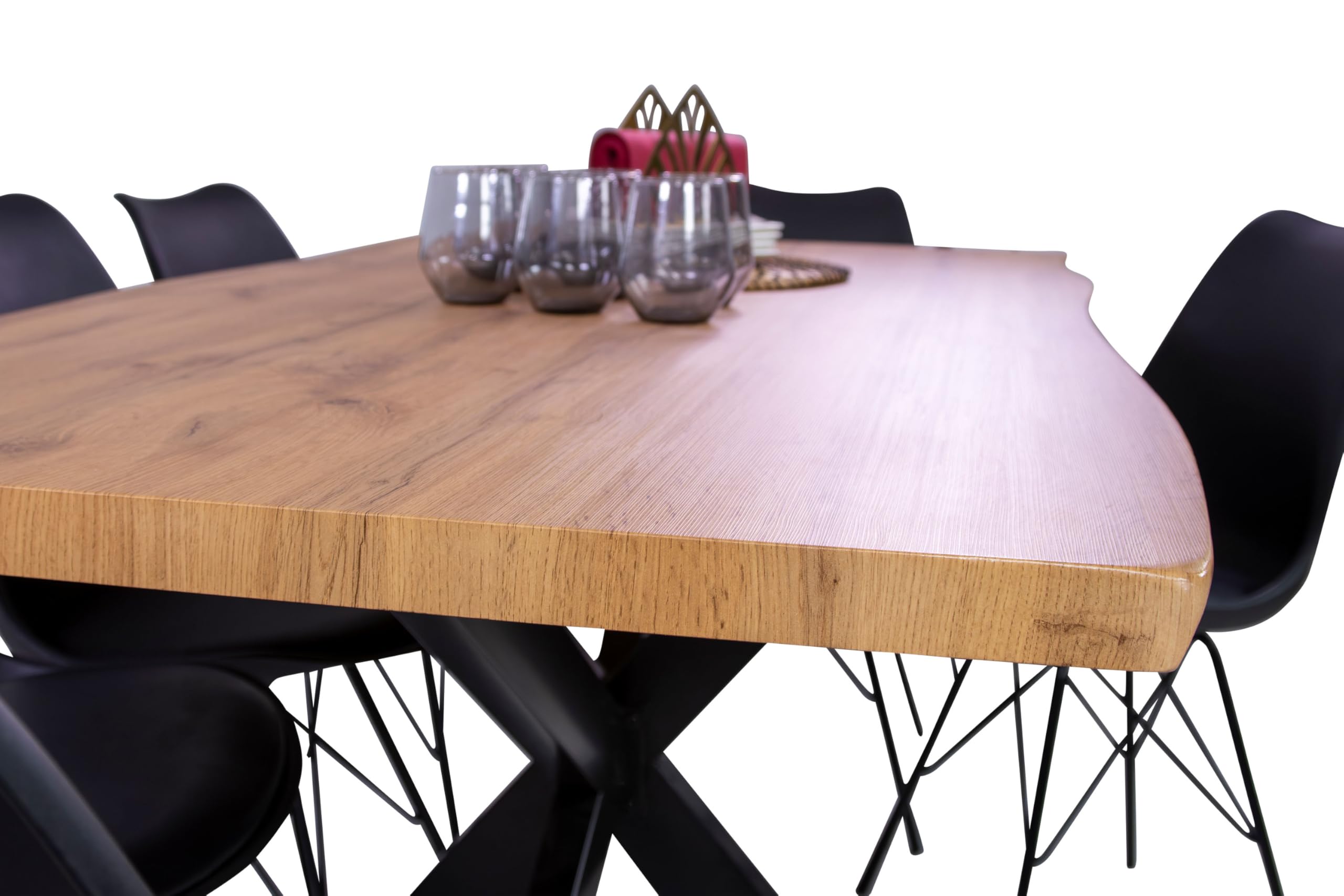 SAM Esstisch Josy 160x85 cm Holz Wildeiche-Optik Spider-Gestell schwarz