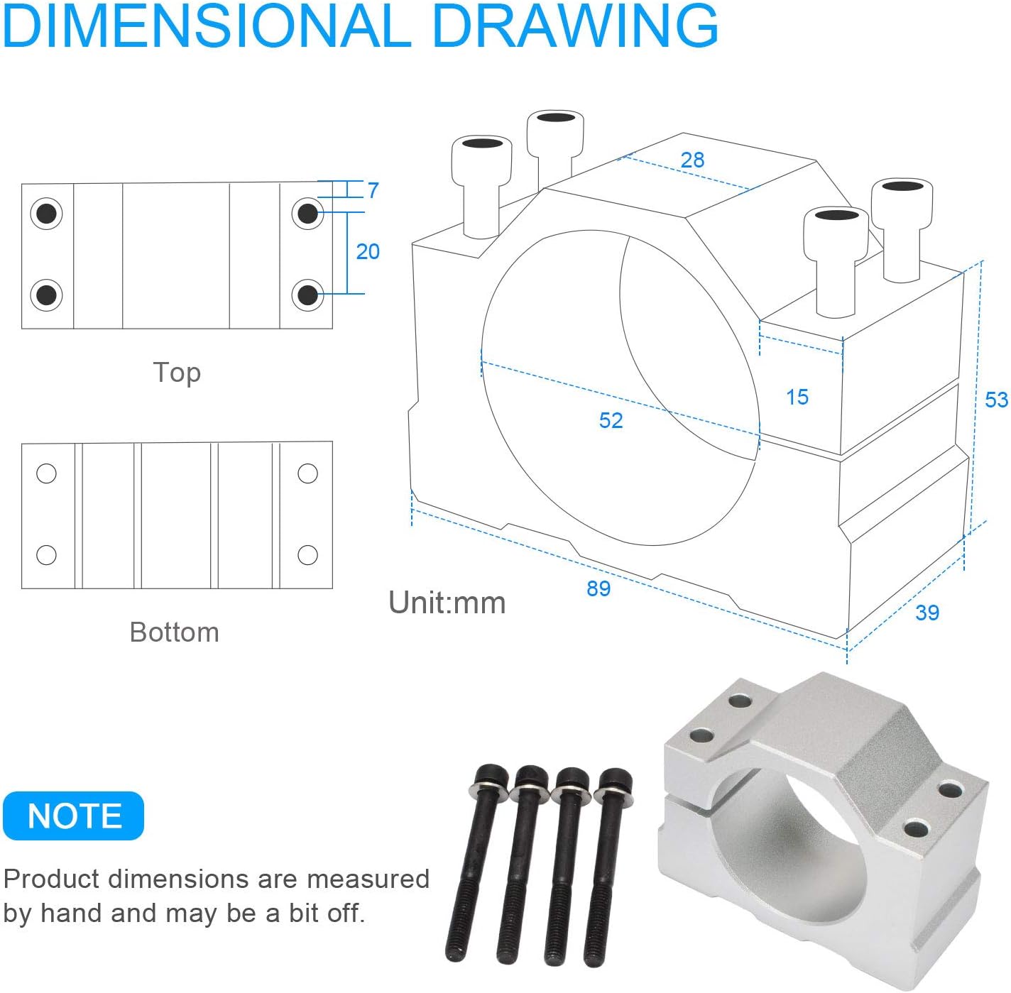 Daedalus 52mm Spindle Clamp Mounting Bracket Use for Spindle CNC Milling Motor Machine (52MM Clamp)