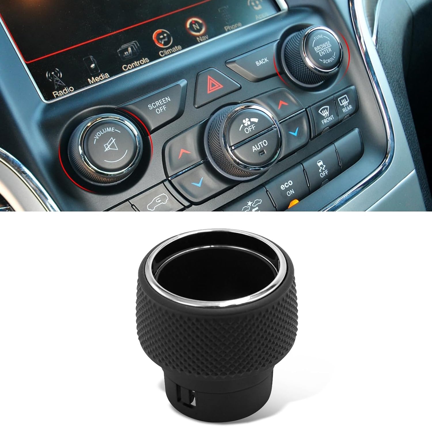 TTCR-II Compatible with 2014-2021 Jeep Grand Cherokee Volume Tune Knob Replacement, 1 PC for Grand Cherokee WK2 Volume Browse Knob 2014 2015 2016 2017 2018 2019 2020 2021 (05091840AF-D)