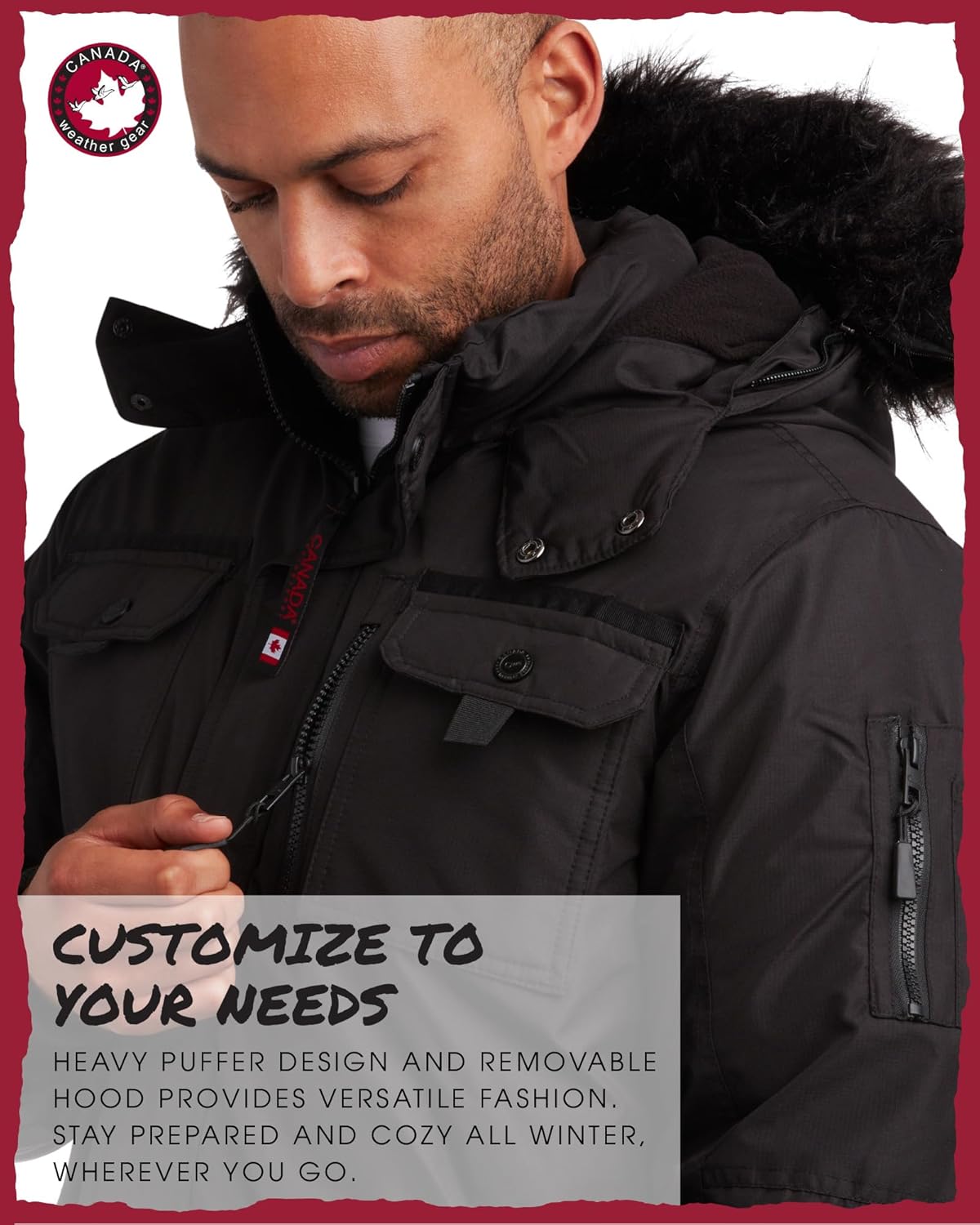 CANADA WEATHER GEAR Mens Winter Parka Jacket - Heavyweight Water & Wind Resistant Insulated Ski Jacket Puffer Coat Outerwear - Image 4