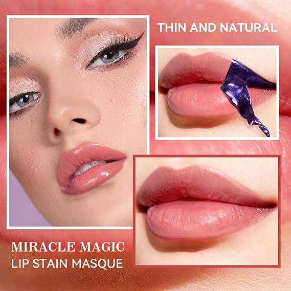 Lip Stain Peel Off,All Day Lip Stain Peel Off Masque - Waterproof & TransferProof Lip Liner Stain - Long Lasting Nude Pink Lip Tint - Matte Finish Peel Off Lip Makeup Gift for Women (Cool Rose)