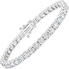 KRKC&CO Moissanite Tennis Bracelet:2.2-13.8ct D Color VVS1 Simulated Diamond S925 Sterling Silver White Gold Plated Hypoallergenic Fine Jewelry for Women Birthday Gift