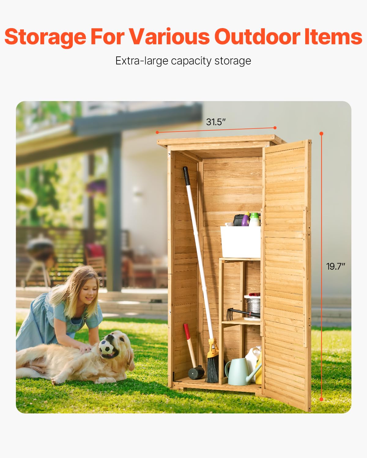 VEVOR Geräteschuppen 800 x 500 x 1620 mm, großer Gerätehaus, Geräteschrank mit Metallrahmen, Regalen, Boden, wasserdichter Lagerschrank für Terrasse, Hof, Rasen, Garten, Gartenschrank