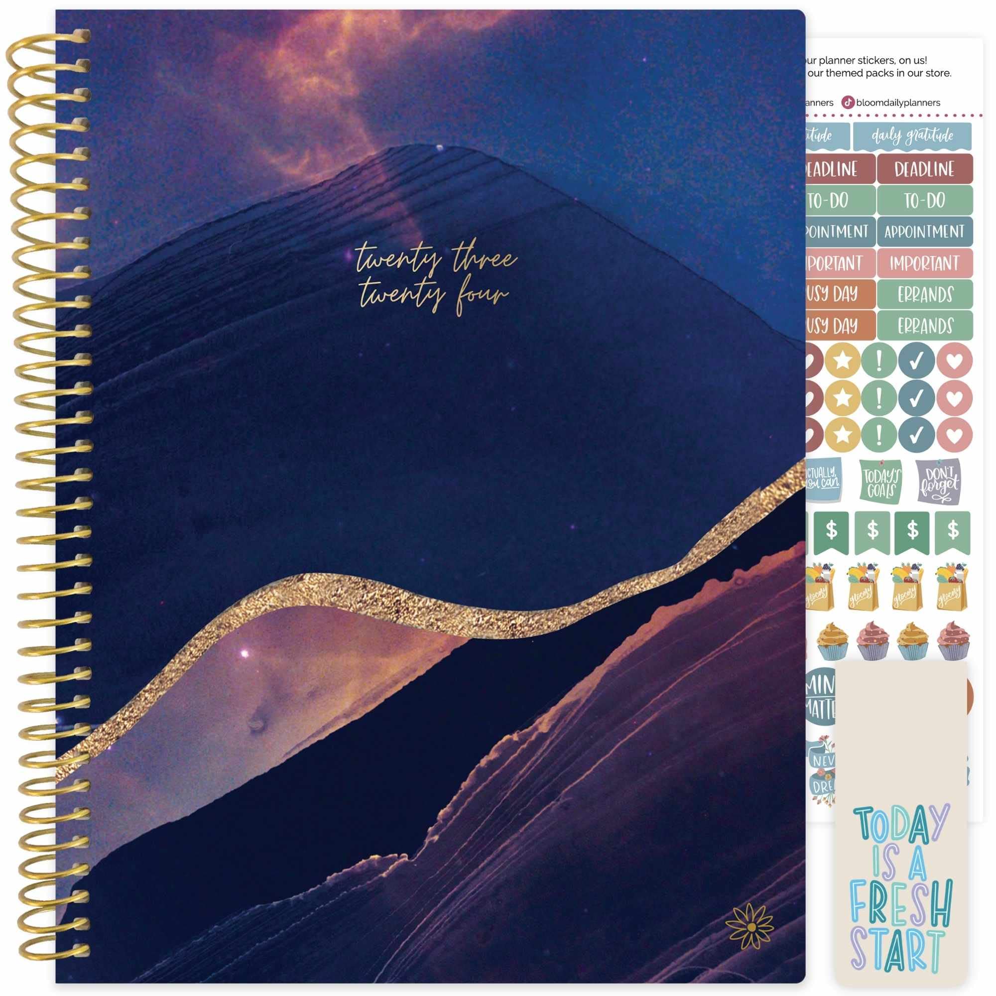 bloom daily planners2023-2024 (8.5" x 11") Academic Year Day Planner (July 2023 - July 2024) - Weekly/Monthly Dated Agenda Organizer with Tabs - Midnight Mountains