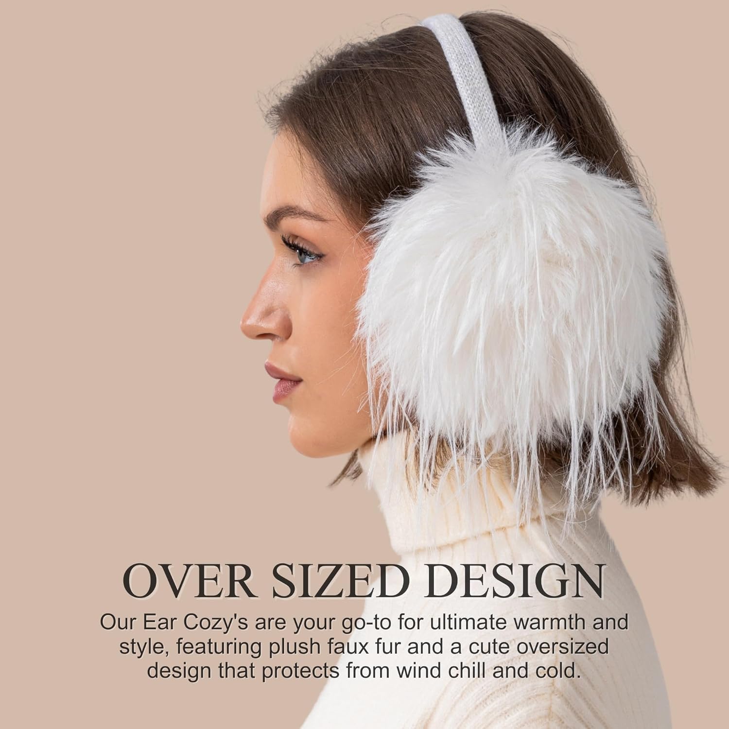 F Flammi Womens Earmuffs Winter Foldable Ear Warmers, Plush Faux Fur Ear Muffs for Cold Weather, Cozy Fluffy Ear Covers - Image 7