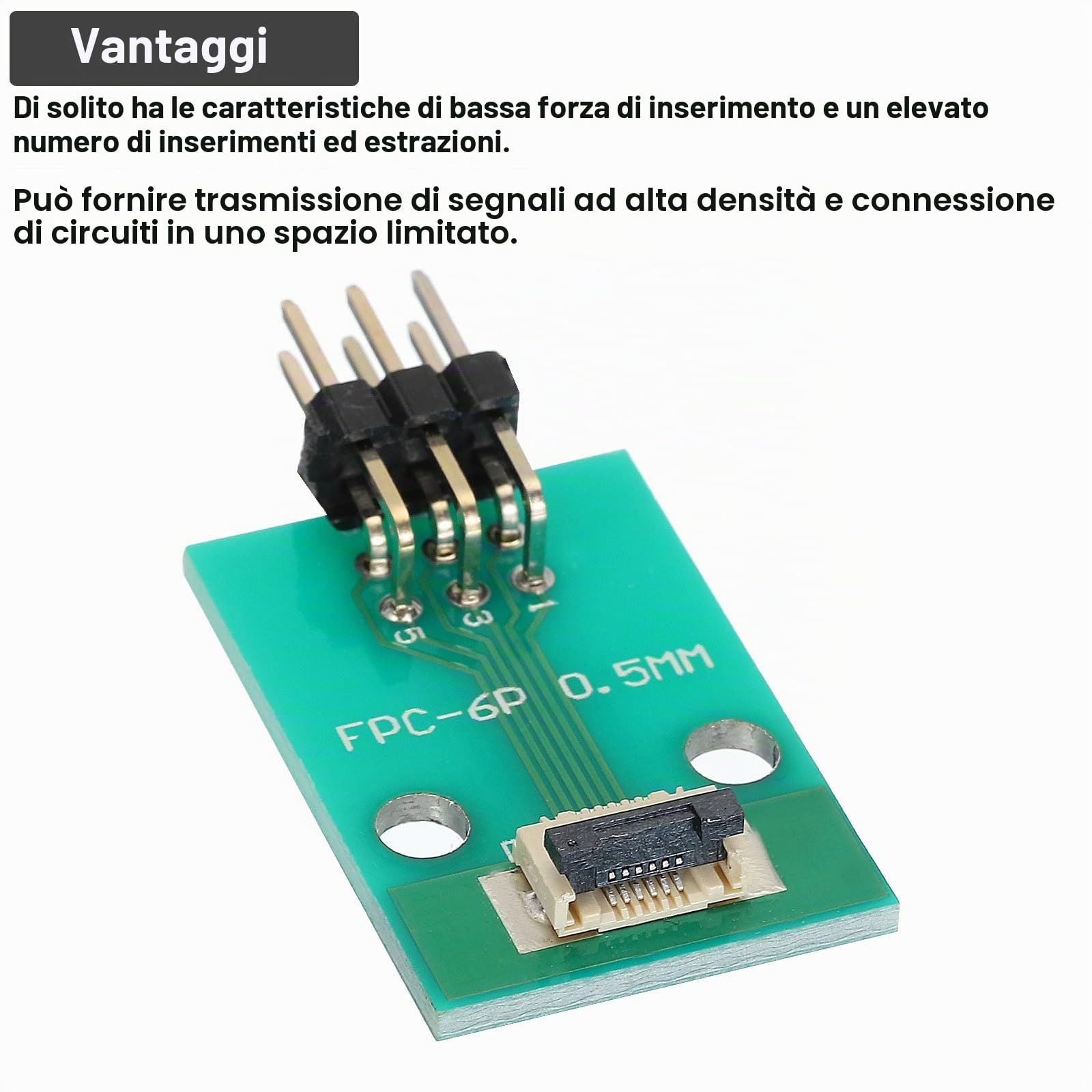 QUARKZMAN 2pz Scheda Connettore FFC FPC 6 Pin 0,5mm Presa a 2,54mm Adattatore Striscia Intestazione Pin ad Angolo Retto a Doppia Riga, Scheda Convertitore PCB per DVD TV/Fotocamere Digitali