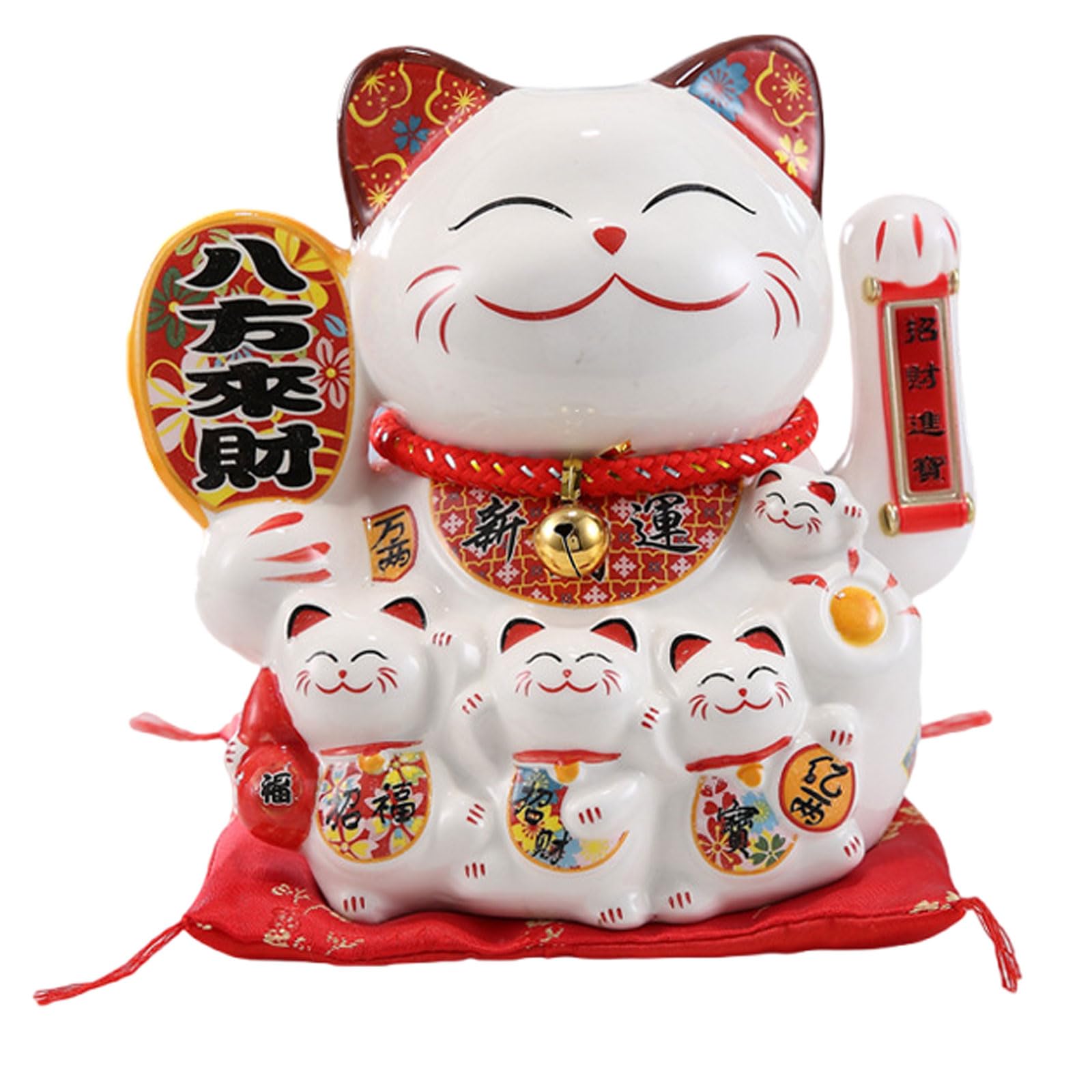 9 Pulgadas Estatua del Gato Afortunado,China Gato Afortunado,Gato Afortunado de Cerámica Que Agita,Maneki Neko,para Tiendas,Restaurantes,Estar y Decoración del(18 * 14 * 21cm)