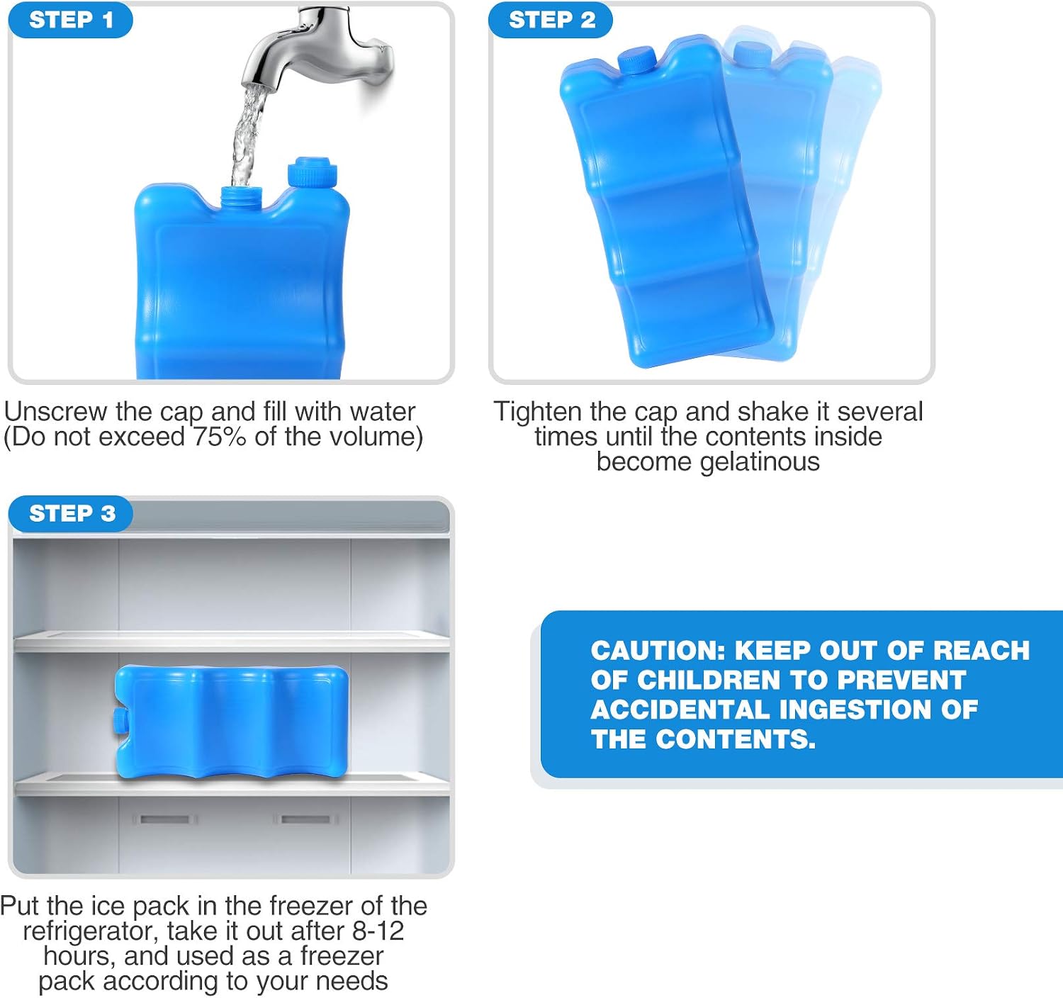 REDCAMP Reusable Ice Pack for Coolers, 2/4 PCS Long Lasting Freezer Packs for Lunch Box Picnic Camping Beach