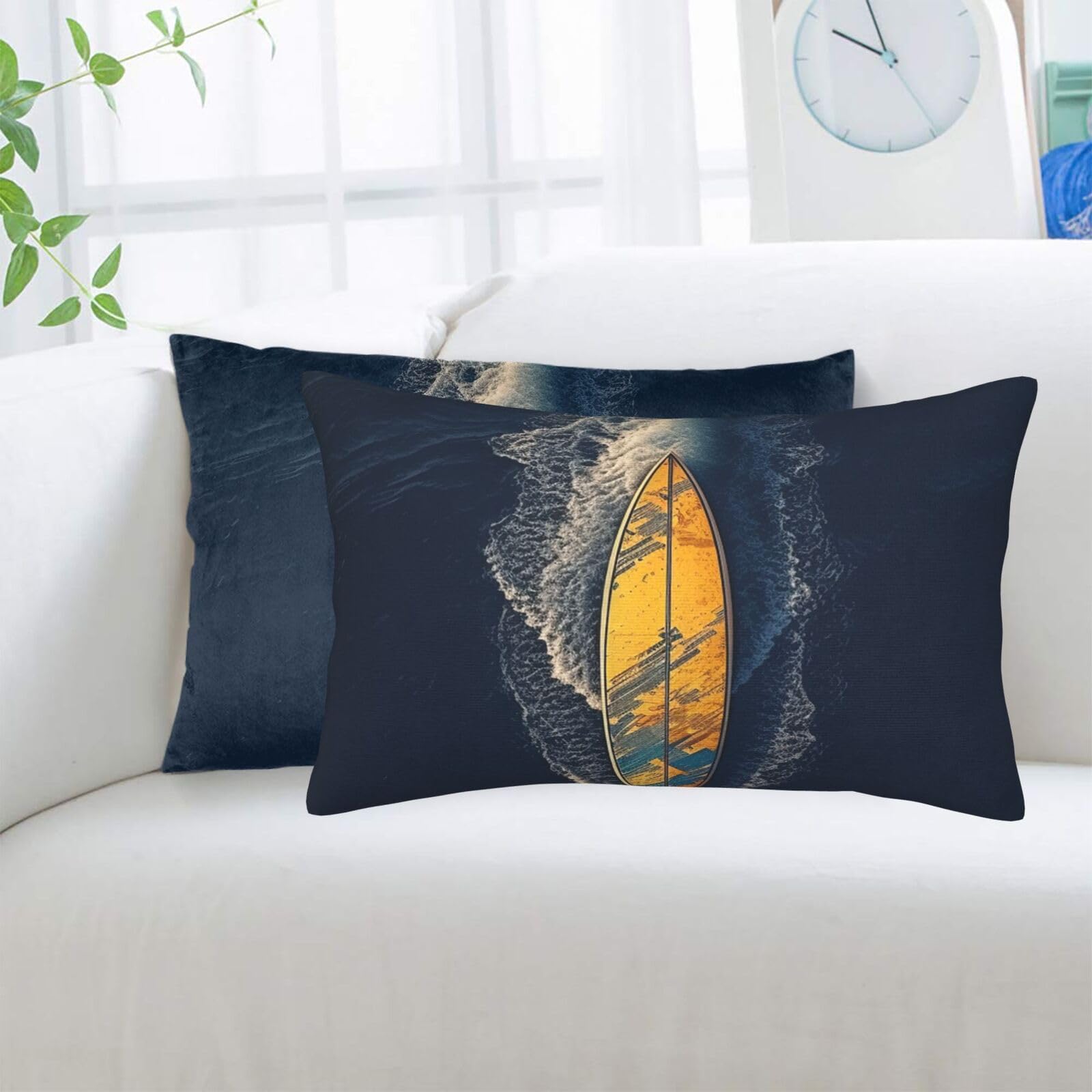 Surfboard Standard Pillowcases Sets of 2, Ultra Soft Microfiber Plush Pillow Cases 14"X20" Comfort Decorative Throw Pillow Cover with Hidden Zipper for Bedroom, Sofa, Couch