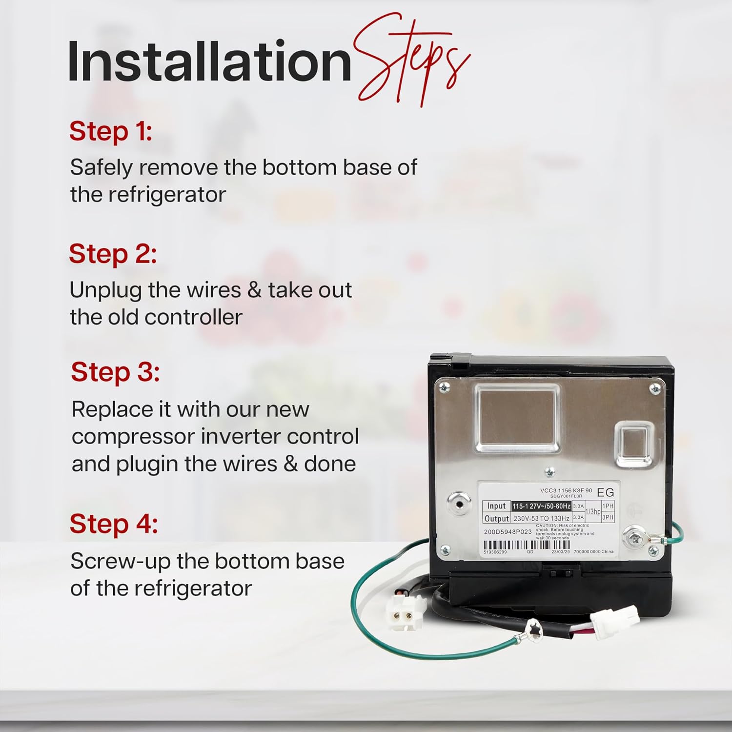 GARP WR49X10283, AP5669522 Inverter Control Board for Refrigerators Compatible with GE
