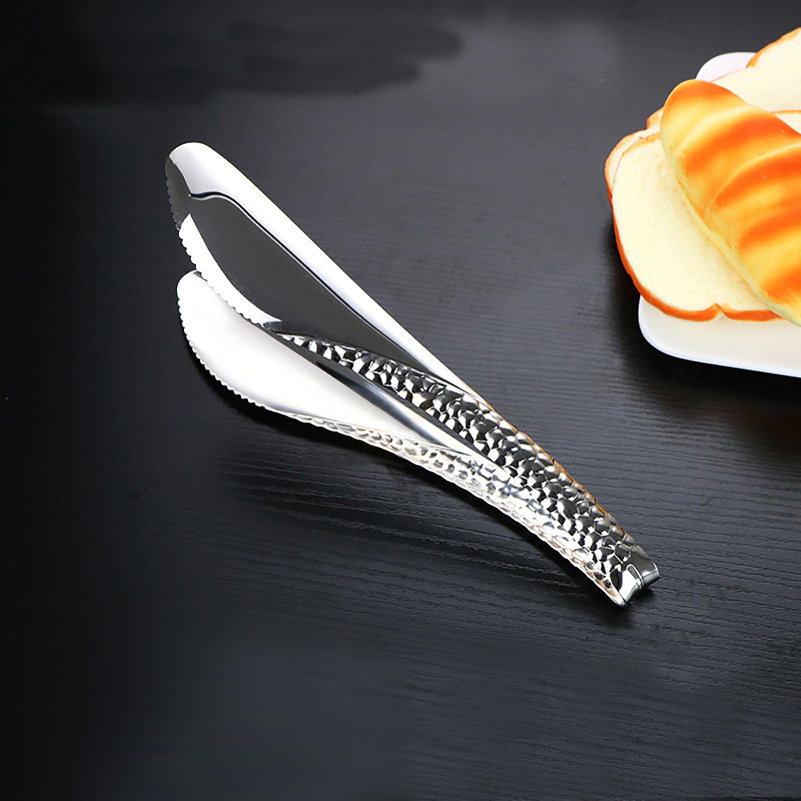 Paquete de 2 pinzas de ensalada plateadas de 8 pulgadas, pinzas para servir, utensilios de cocina de acero inoxidable de 8 pulgadas, pinzas de metal antideslizantes y de fácil agarre, pinzas pequeñas 4