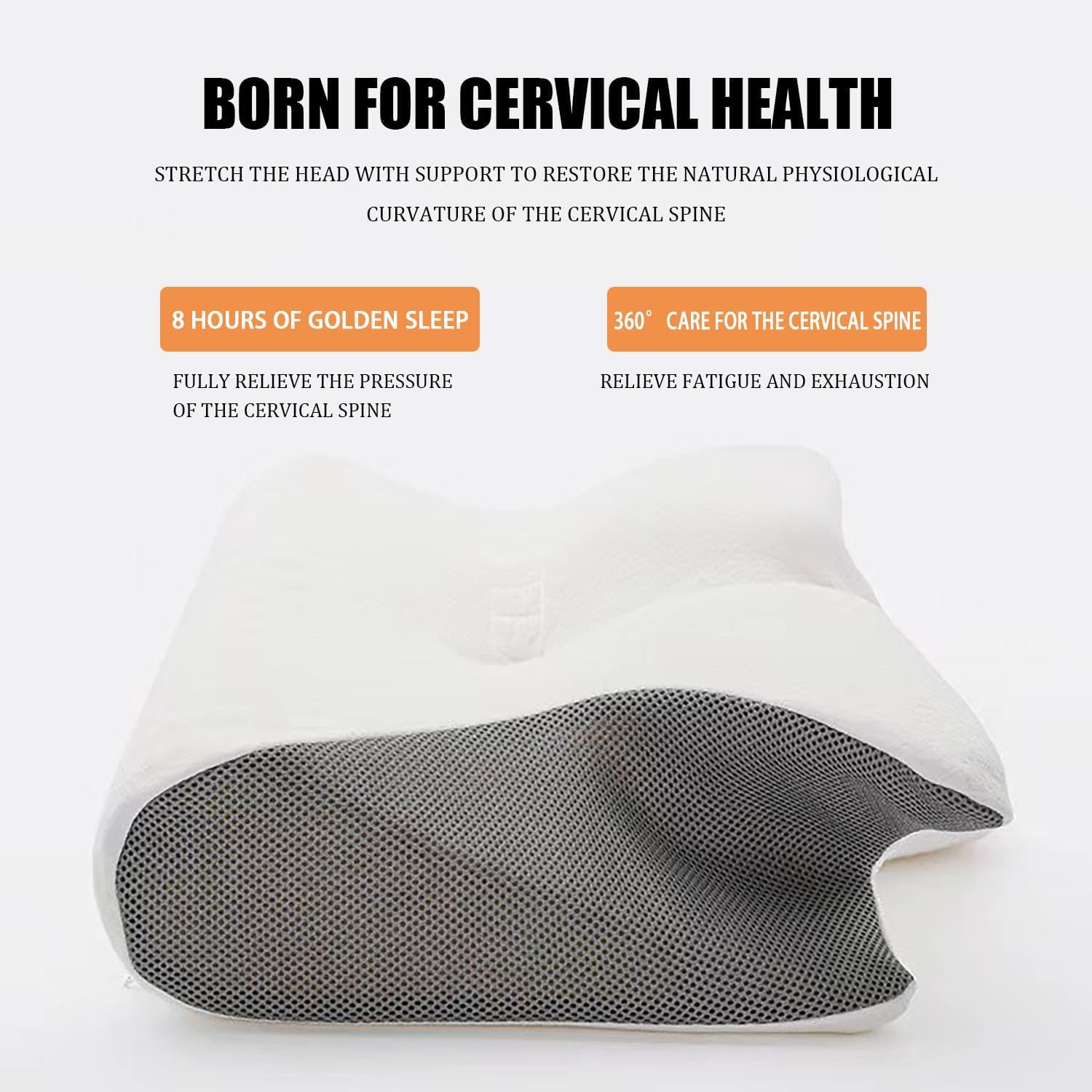 Almohada Cervicales y Cuello, Almohada con Memoria Viscoelástica de Rebote Lento, Almohada Ortopedica, Almohada Cervical Ergonómica para Dormir de Lado y Boca Arriba. (Negro)