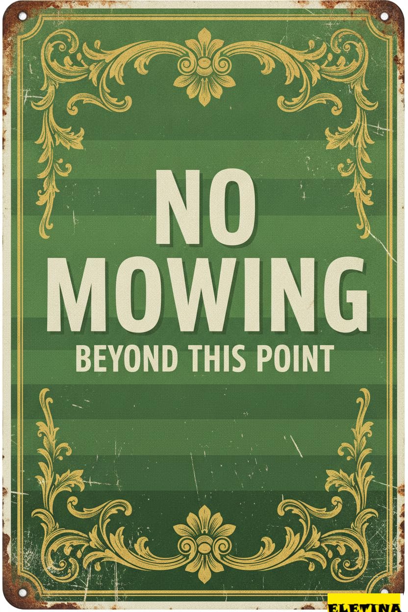 Personalized Sign for Man Cave 8x12in No Mowing Beyond This Point Yard With Metal Stake Garden Farm Decor No Mow Lawn Stand Tin Green Gardening Supplies Outdoor Decorations Private Property Decorative