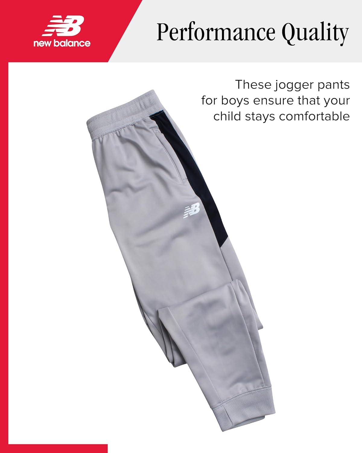 New Balance Boys Sweatpants - Active Performance Tricot Boys Joggers with Inner Drawstring Waist - Athletic Pants for Kids - Image 5