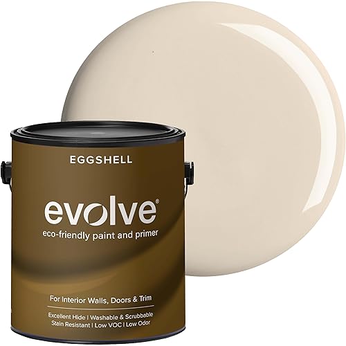 EVOLVE Paint & Primer: Environment-friendly, Low Sheen with One-coat Coverage for Interior & Exterior surfaces (Beach Beige, 1-Gallon)