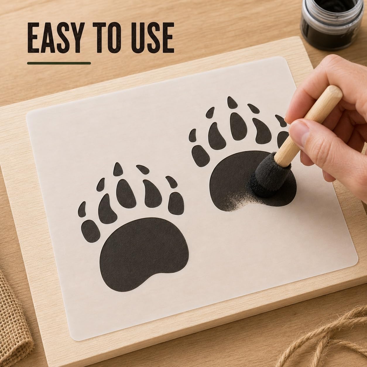 MAGJUCHE Bear Claw Stencil 12 Inches, Reusable Bear Footprint Stencil for Painting DIY Crafts Decor
