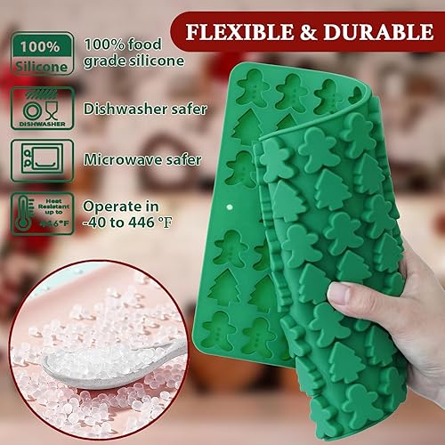 Miniatura 3 de Mini moldes de caramelo de Navidad, molde de silicona para chocolate con árbol de Navidad y pan de jengibre en forma de hombre, 152 cavidades