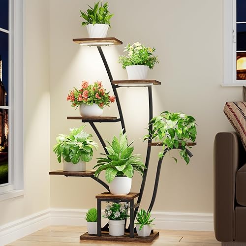 Soporte para plantas de interior con luces de crecimiento - Estante esquinero para plantas de interior, soporte de plantas de 43 pulgadas de alto