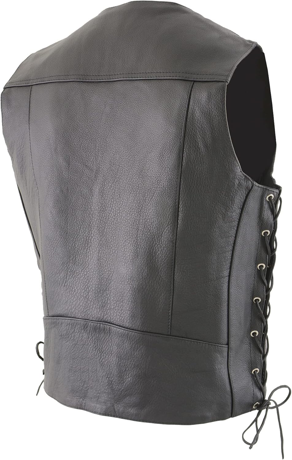 Milwaukee Leather Men's ML1369 Side Lace Vest w/Buffalo Nickel Snaps in Naked Cowhide