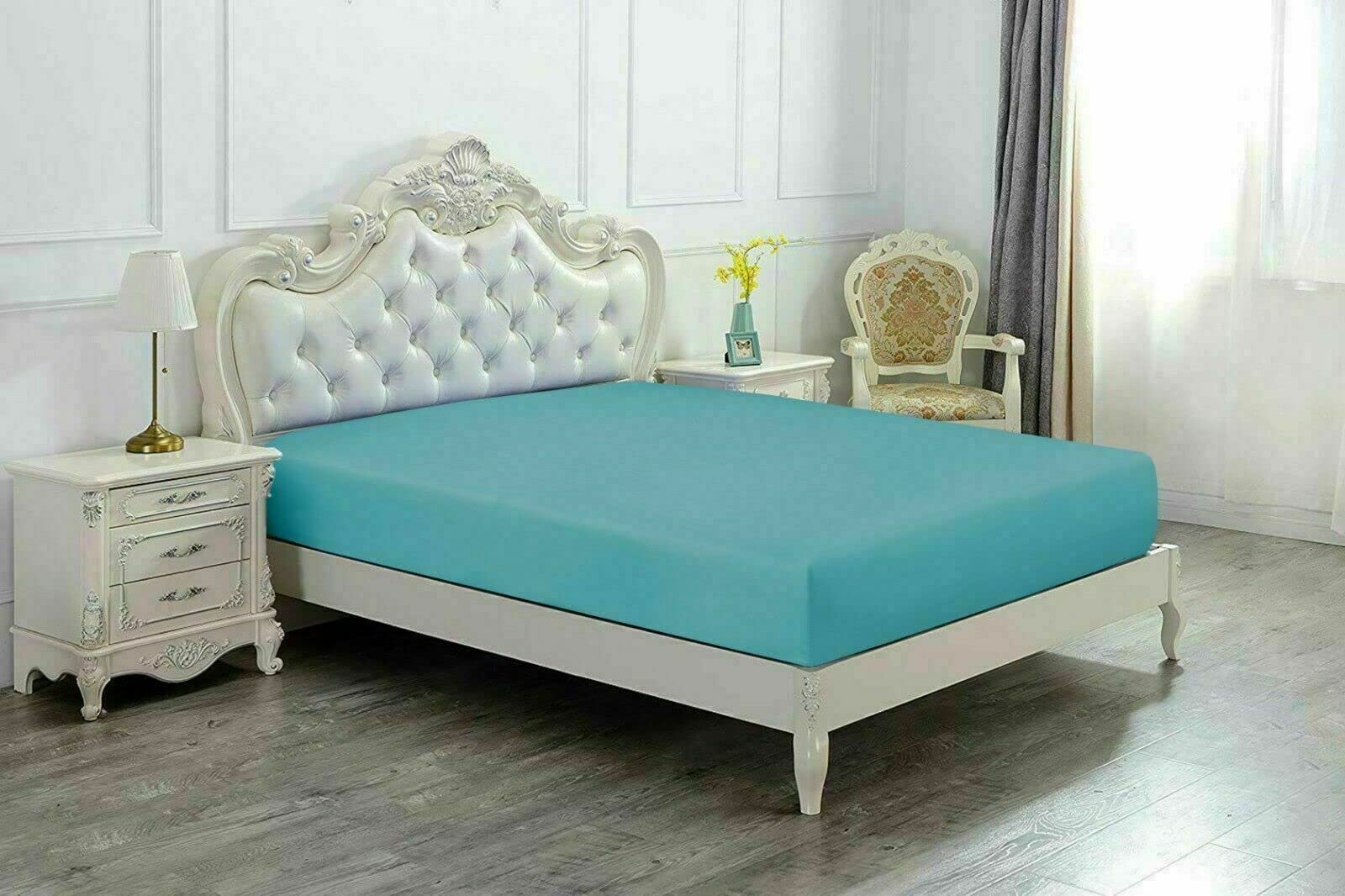 Super Soft 40 cm Extra Deep Fitted Sheet – Easy Care Polycotton Depth Pocket Bed Sheets For Mattress (Teal Blue, Double)