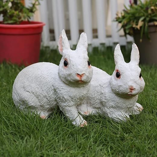 Wonderland Joint Rabbit Statue | Length 8 Inches | Material Resin | Decoration for Garden| Home Decor, Garden Statue| Rabbit Statue for Balcony|…