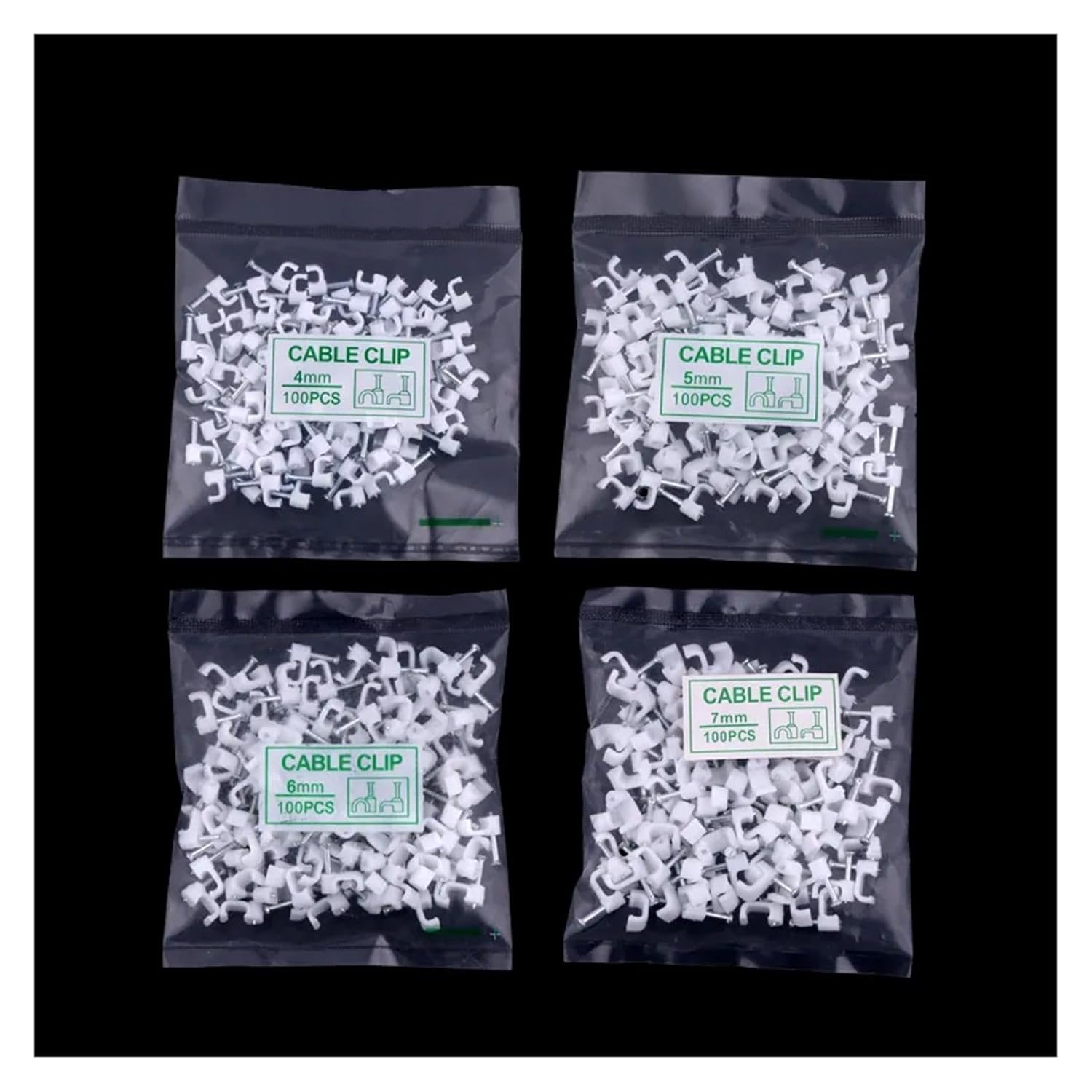 Cord holder，Cable Clips, 100PCS Square Cable Wire Clip Plastic Management Electrical Cord Tie Holder Plant Wall Nail Fasten Network(Square 5MM)