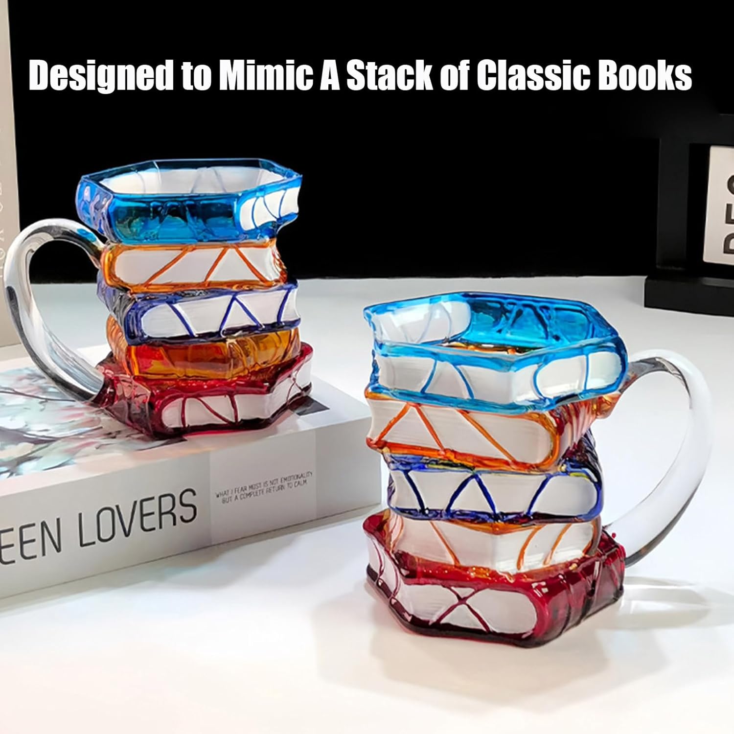 Chapter Book Mug Novelty Coffee Mugs, Novelty 3D Painted Books Coffee Mug, 11Oz Books Stack Glass Cup Gift for Readers (1pcs) - Image 6
