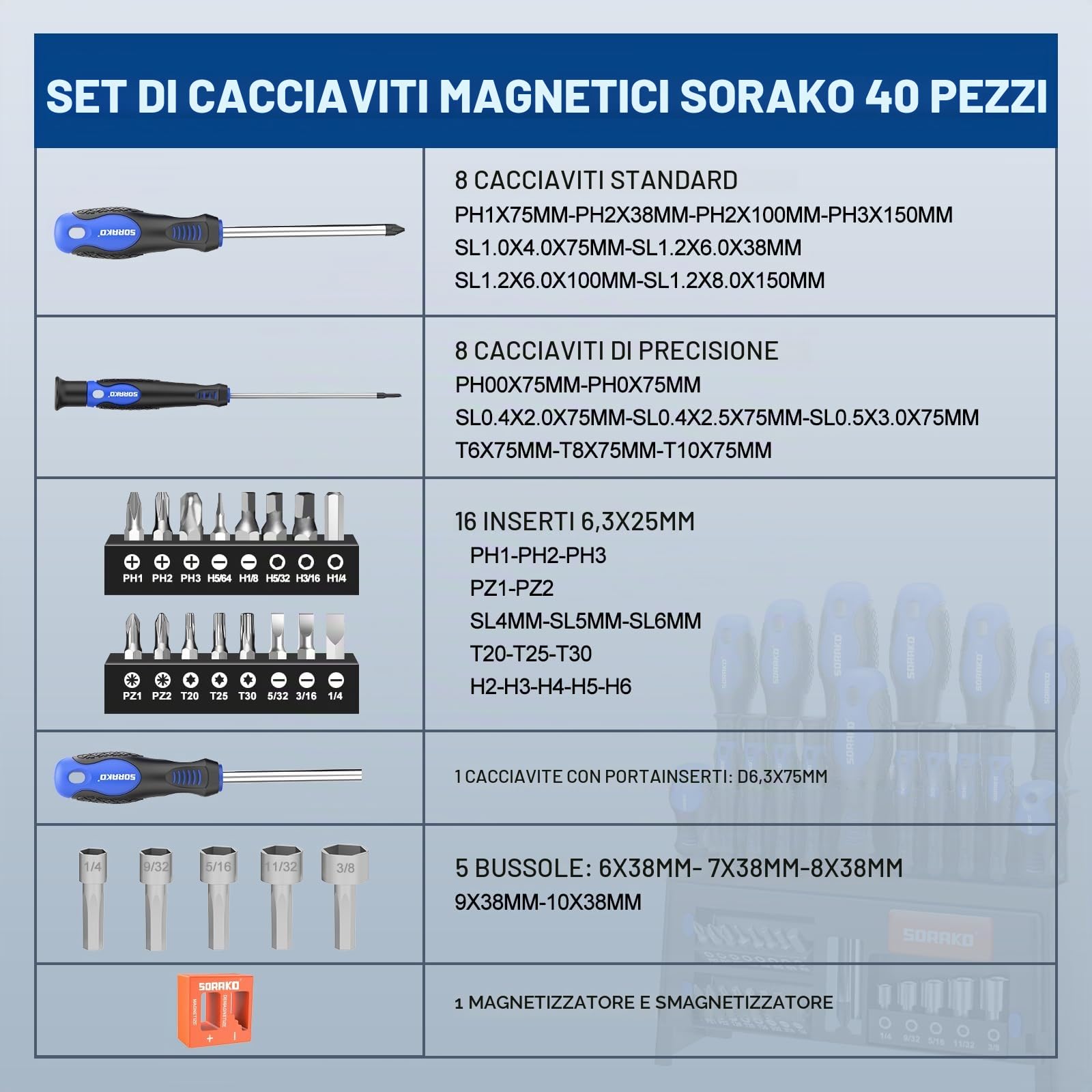 SORAKO Set di cacciaviti da 40 pezzi
