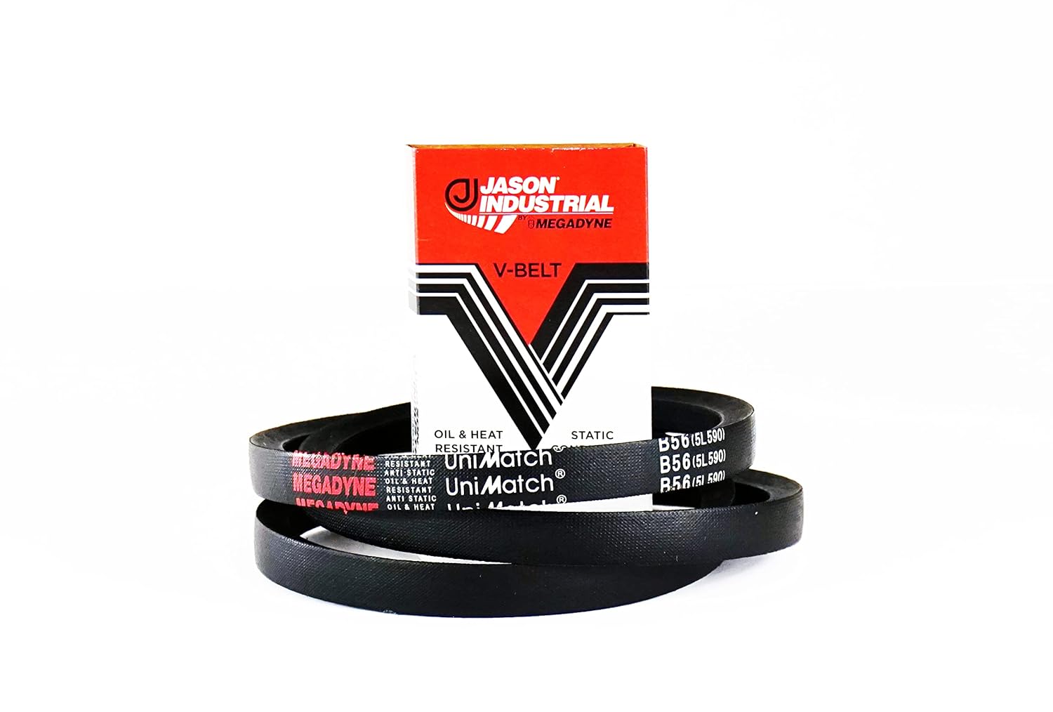 Megadyne - Jason Industrial V Belt – B56-5L590 – (Pack of 1) – Wrapped V-Belt - 59 Inch Outside Length - 0.66 Inch Top Width – 0.41 Inch Thick