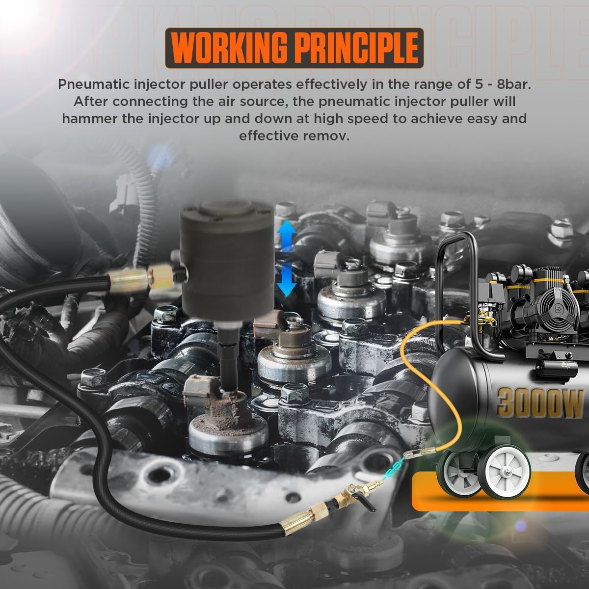 HEYOUTH 24pezzi Estrattore iniettori Diesel,Estrattore per Iniettori Pneumatici Estratto per Iniettori Diesel Set Rimozione degli,con Adattatori,per Motori Diesel Estrattore
