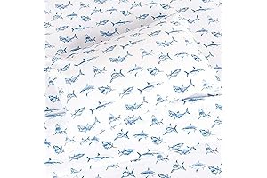 Kids Rule 4-Piece Shark Sketch Shark Sheets, 1 Fitted Sheet, 1 Flat Sheet, 2 Pillowcases