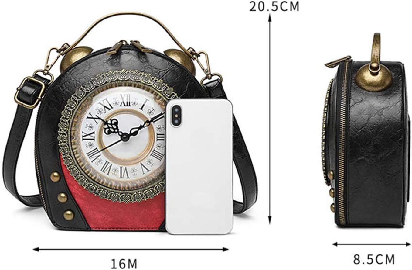 SteamPunk Handbags Women Real Working Clock Antique Shoulder Bag Pu Leather Retro Vintage Evening Cross Body Messenger Bag - Image 4