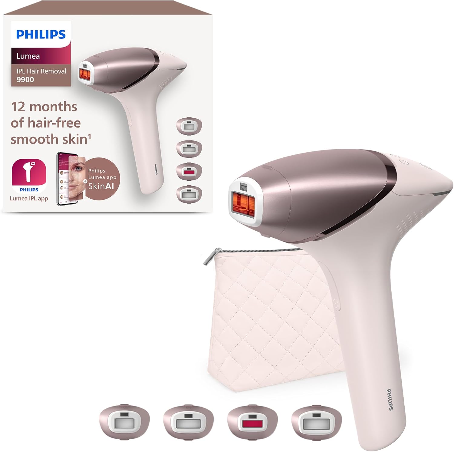 Philips Lumea 9900 IPL SenseIQ SkinAI - 4 accesorios - BRI951/00 2 Philips Lumea serie 9900, dispositivo de depilación IPL tecnología SenseIQ y SkinAI, 4 accesorios para el cuerpo, la cara, la zona del bikini y las axilas, uso con cable y sin cable, modelo BRI951/00 - ¿Vale la pena?