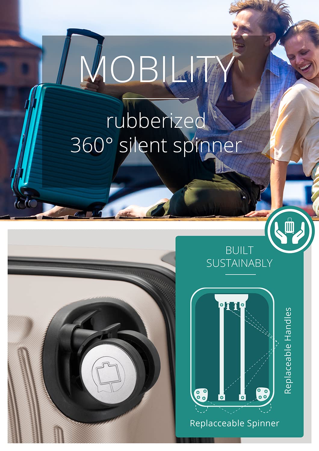 Hauptstadtkoffer - Mitte - Valise Moyenne à Coque Rigide, TSA, 4 Roues, Bagage en soute avec Extension de Volume de 8 cm, 68 cm, 88 L, Champagne - 4