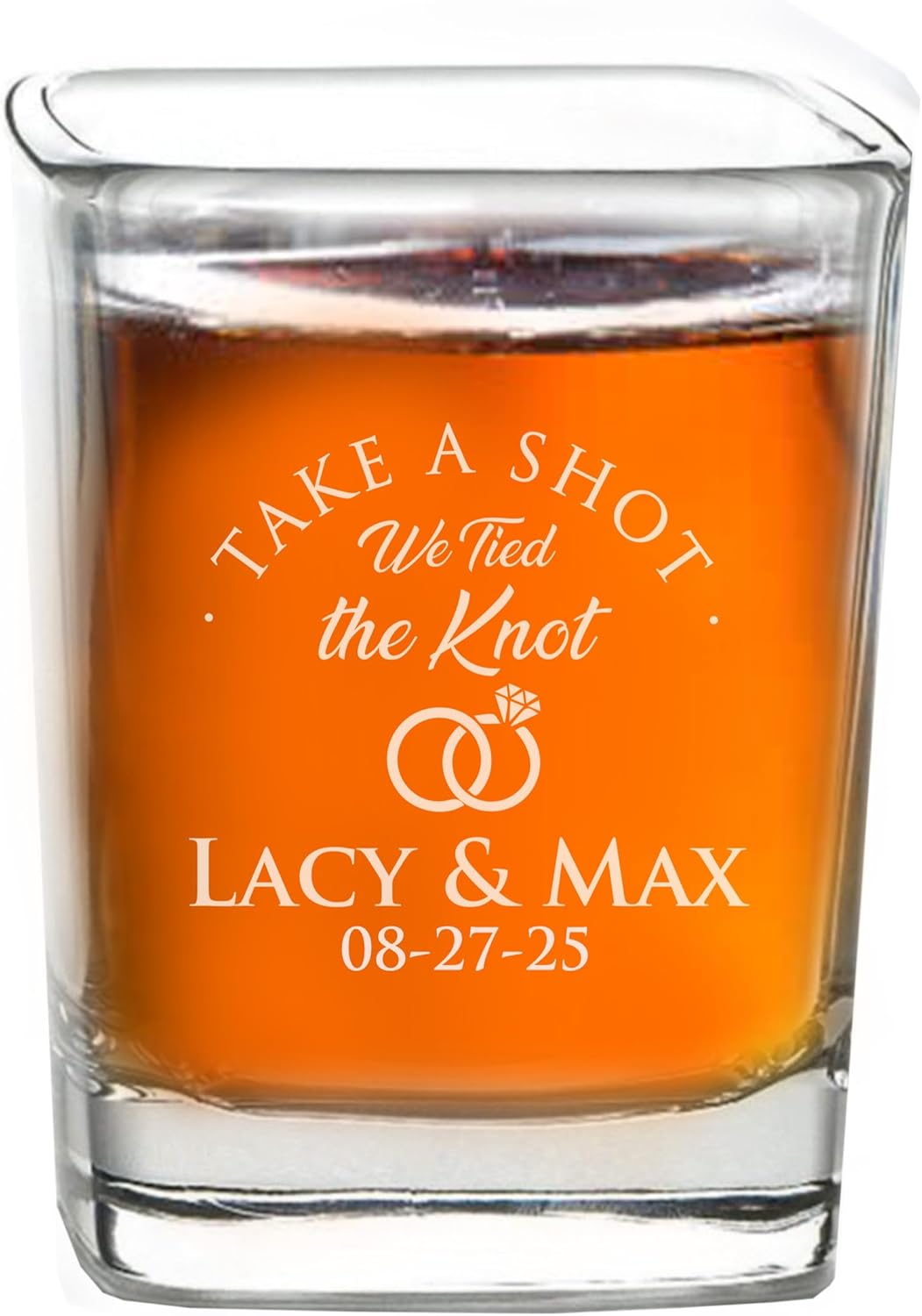 Personalized Shot Glass Favors - Custom Engraved Take a Shot We Tied the Knot Shot Glasses, Gift for Guests, Couples, Engagement (25)