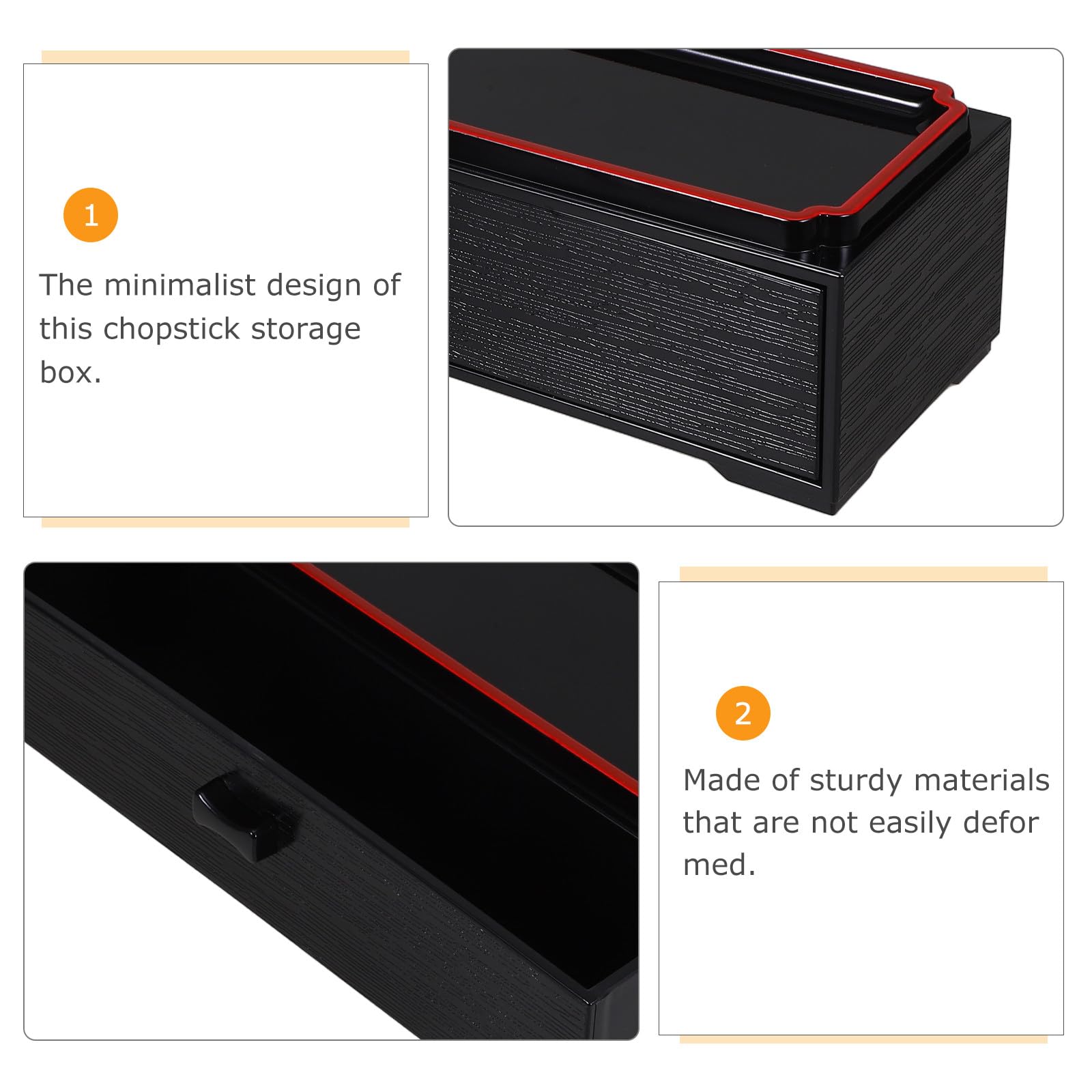 Operitacx Caja Organizadora para Palillos y Cubiertos de Madera Negra Diseño Japonés, Extraíble y Portátil, Contenedor para Almacenamiento Higiénico en Cocina, 1 Unidad