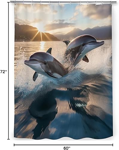 Miniatura 6 de Underwater World - Juego de cortina de ducha con diseño de peces tropicales, algas coralinas, diseño de animales marinos, tela impermeable, lavable