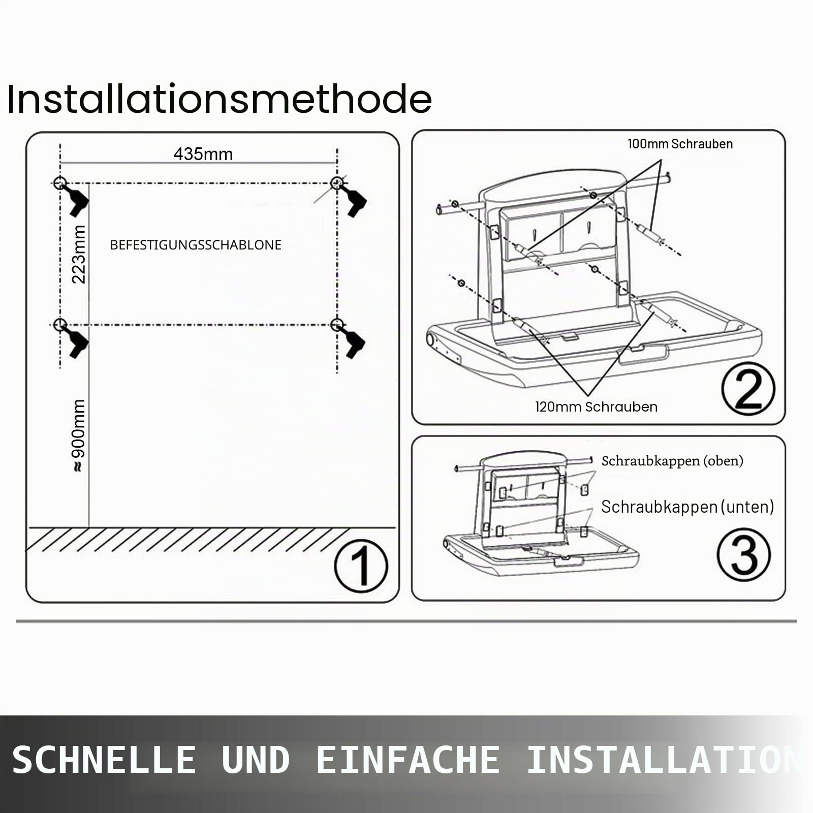 VEVOR Wickeltisch klappbar 85 x 57 x 47 cm HDPE Wickelstation