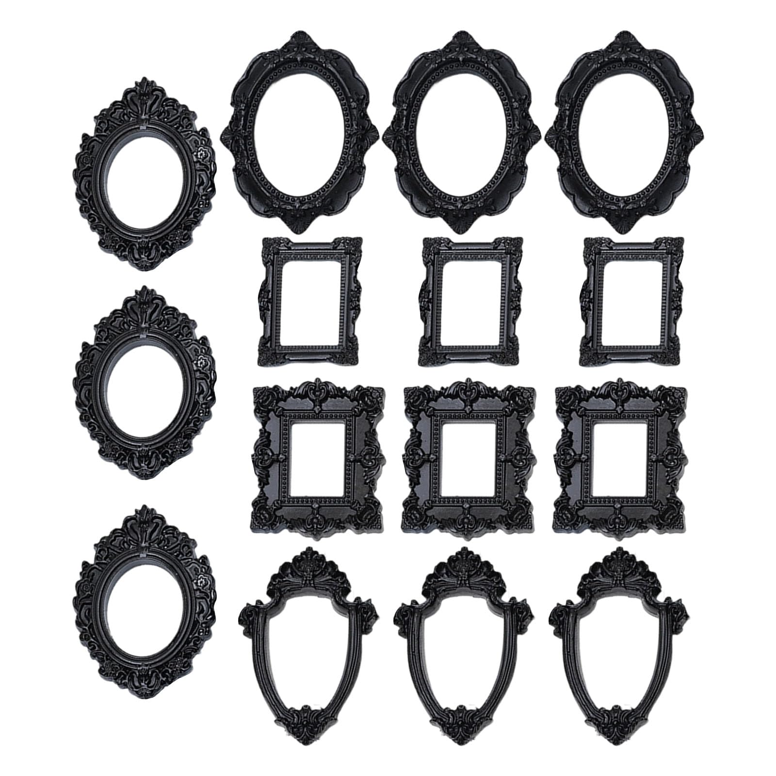 Tsophreniq Assorted 15Pcs Resin Miniature Photo Frame with Intricate Floral Carvings Ideal for Artistic Craft Creation Home Decors Elegant Jewelry Display Frame