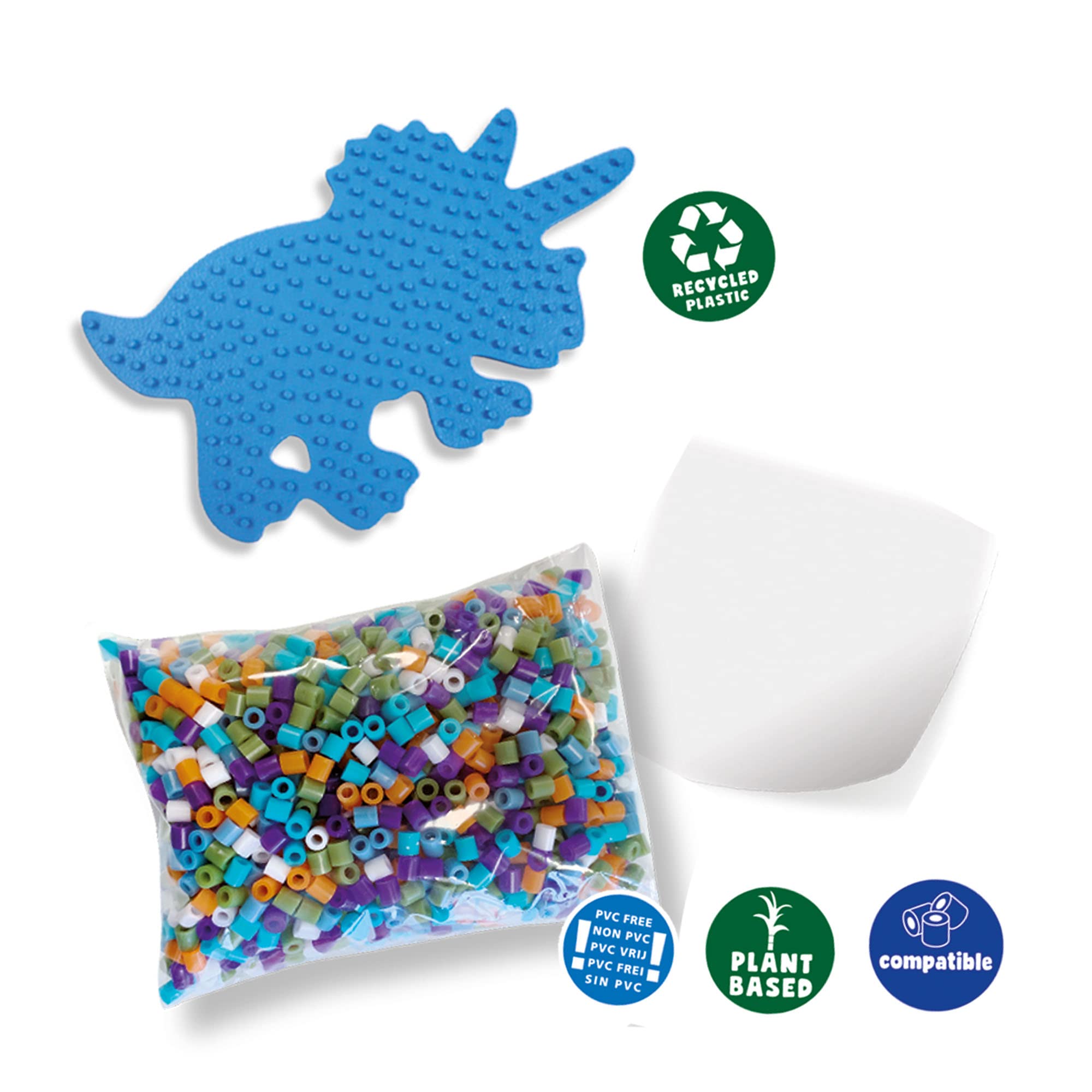 SES Creative Strijkkralenset – T-Rex – Maak 3 Coole Dinosaurussen – Geschikt Vanaf 5 Jaar – PVC-vrij