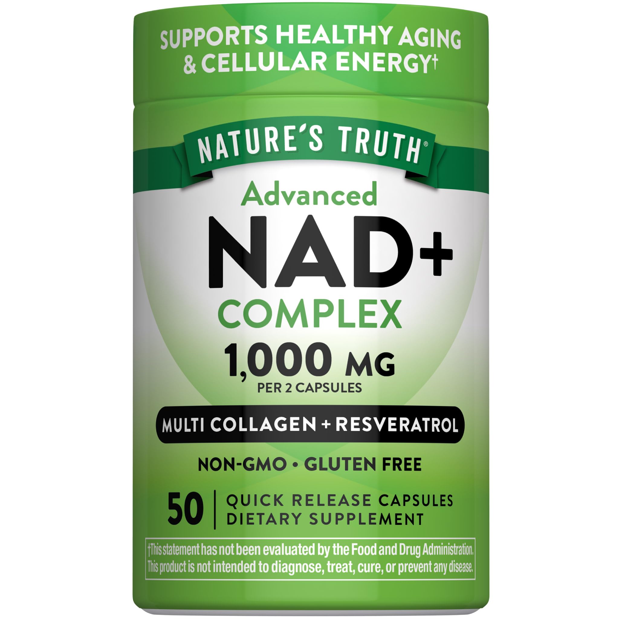 Nature's Truth Advanced NAD+ Complex | 1,000 mg | 50 Capsules